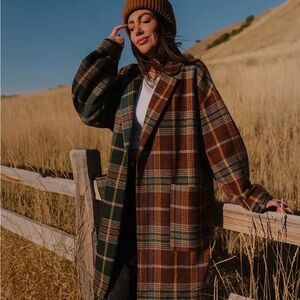 Dressed in LALA Scorpio 2.0 Half + Half Oversized Coat in Pine + Brown